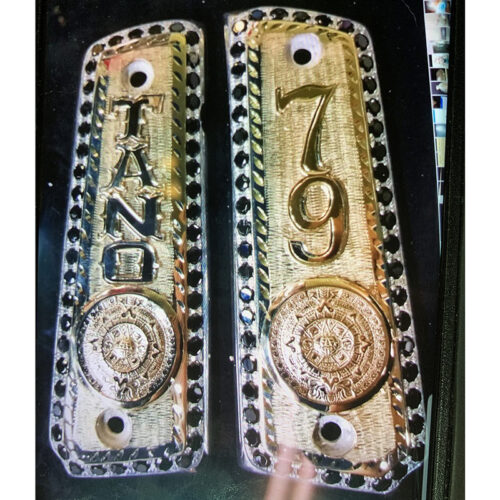 14K Gold Handle Covers with Aztec Coin Detail