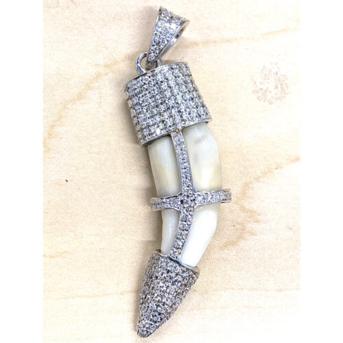 14K White Gold Diamond Tusk Pendant – Ayala’s Jewelry