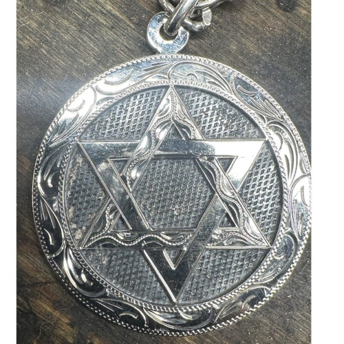 14K White Gold Star of David Medallion Pendant