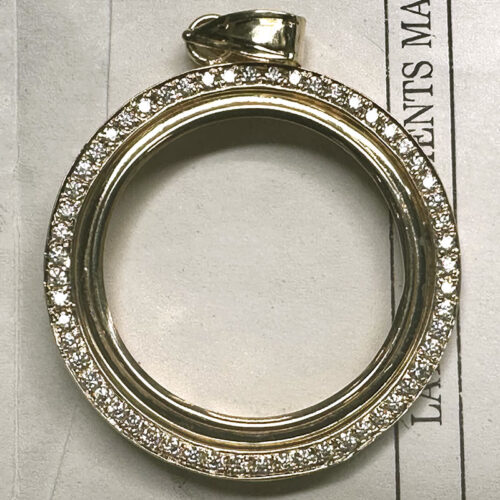 14K Yellow Gold Coin Frame with Brilliant Diamonds