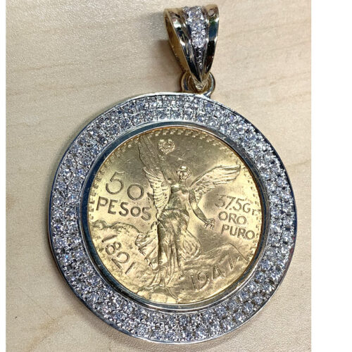 50 Pesos Coin with Iced 14K Gold Frame – Ayala’s Jewelry