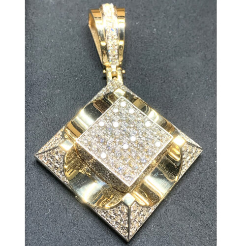 Bold 14K Gold Geometric Iced Pendant – Ayala’s Jewelry