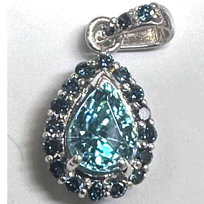 14K Gold Pear-Shaped Blue Gem Pendant 1 14K Gold Pear-Shaped Blue Gem Pendant – Ayala’s Jewelry