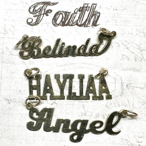 14K Gold Belinda, Hayllaa & Angel Nameplates – Ayala’s Jewelry