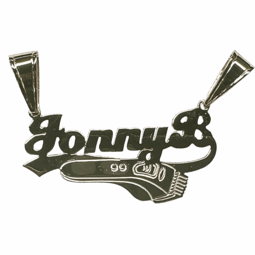 14K Gold JonnyB Electric Shaver Nameplate Pendant – Custom Jewelry LA