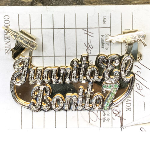 14K Gold “Juanita El Bonito 7” Nameplate – Custom Jewelry Huntington Park