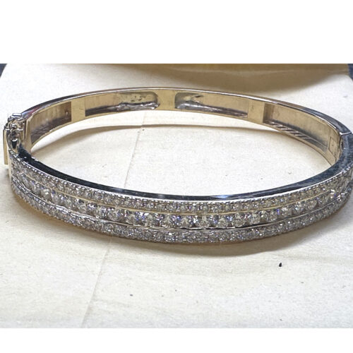 14K White Gold Diamond Bangle – Custom Jewelry Huntington Park