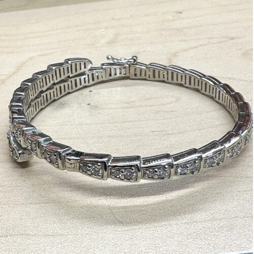 14K White Gold Triple Diamond Bangle