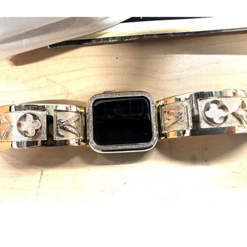 14K Yellow Gold Custom Iced Apple Watch Case