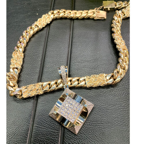 Custom 14K Gold Necklace with Diamond Pendant