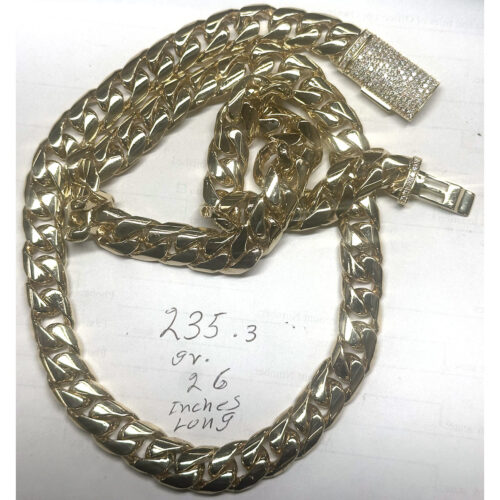 Custom 14K Yellow Gold Cuban Link Chain with Diamond Lock