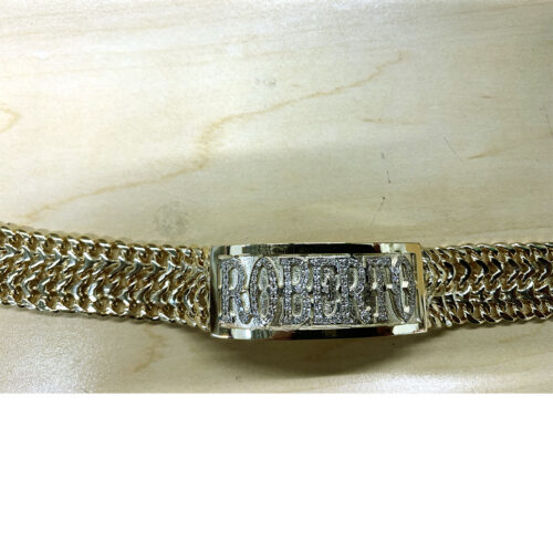 Custom 14K Yellow Gold Diamond Bracelet with Roberto Nameplate