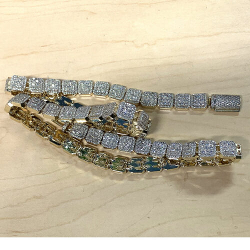 Custom 14K Yellow Gold Diamond Tennis Chain