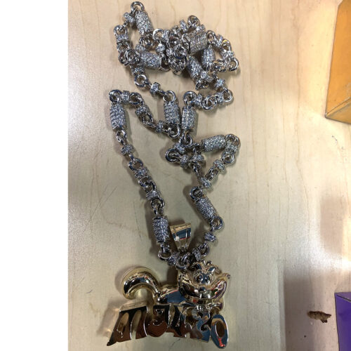 Custom Bullet Chain with Diamond Name Pendant