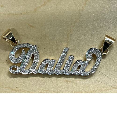 Dalia Iced 14K Yellow Gold Nameplate - Custom Handcrafted - Ayala