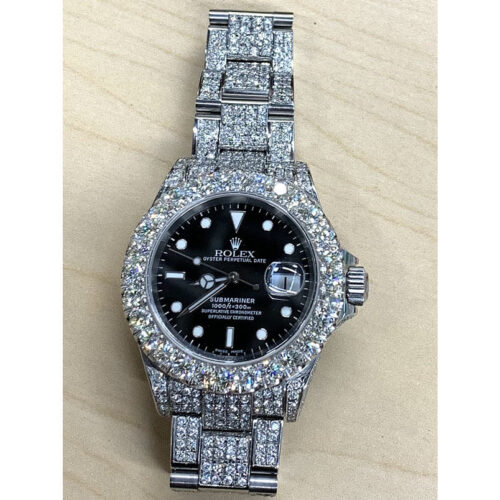 Diamond Iced Rolex Submariner with Custom Diam ond Dial