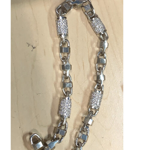 Heavy 14K White Gold Bullet Chain with VS Diamonds