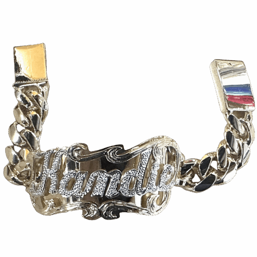Iced-Out 14K Gold Nameplate Bracelet – Custom Jewelry LA - Kandie