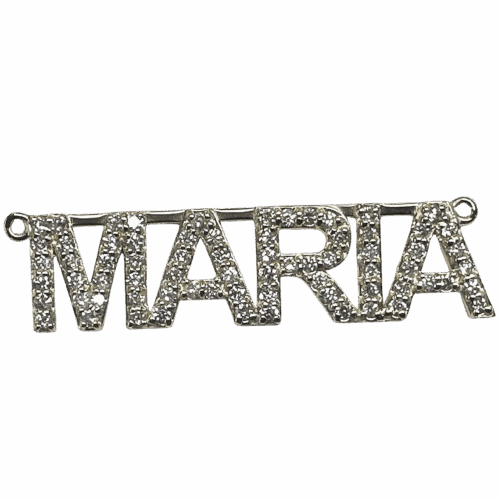 MARIA Iced Out 14K Gold Nameplate Pendant – Custom Jewelry LA