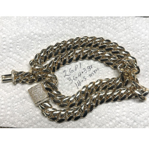 Massive 14K Yellow Gold Cuban Chain with VS Diamond Lock