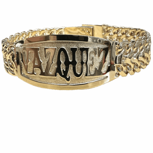 VAZQUEZ 14K Gold Nameplate Bracelet – Custom Jewelry Huntington Park
