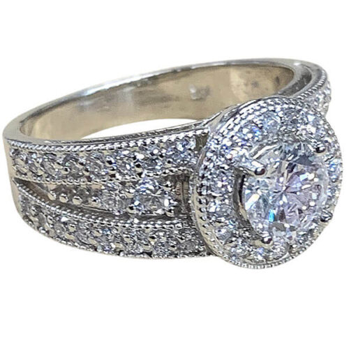 Classic 14K White Gold VS Diamond Engagement Ring – Vintage-Inspired Elegance Handcrafted Fine Jewelry, Los Angeles