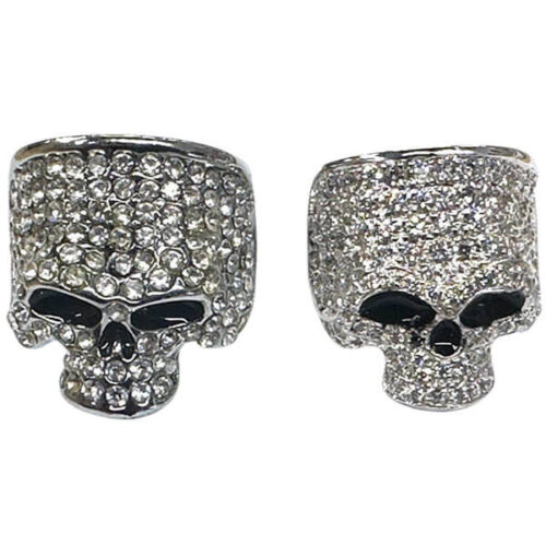 Edgy Handcrafted 14K White Gold Skull Ring Set with VS Diamonds